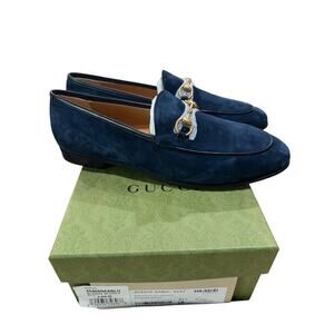 Gucci Women's Jordaan Navy Suede Horsebit Loafers size 41 EU (11 US)